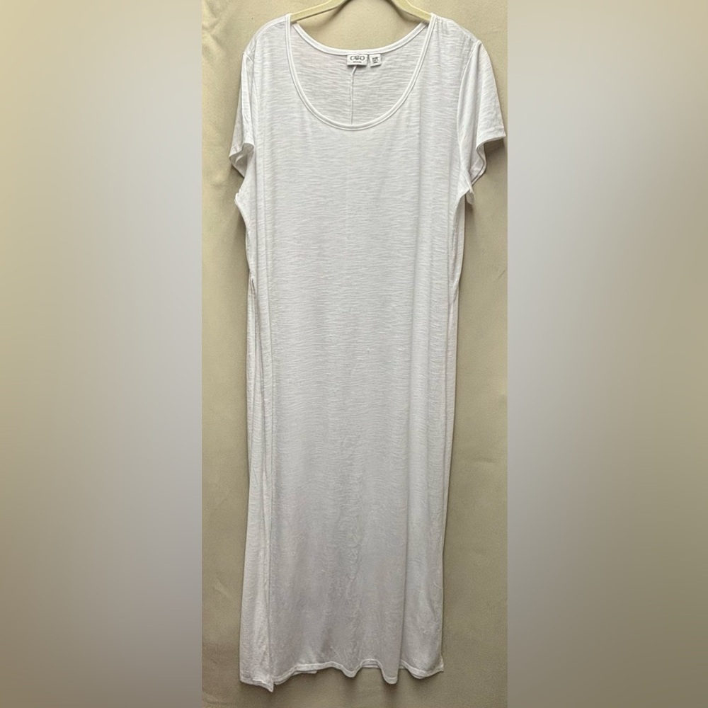 Cato Women’s White Short Sleeve Knit Maxi Swimsuit Coverup Dress Size 18W/20W